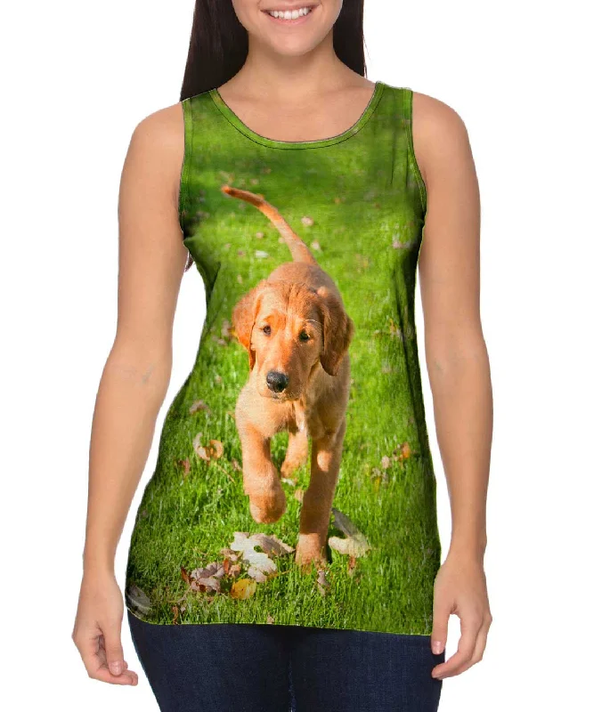 Personalized Wear Luxury Style Golden Lab Kicking Leaves