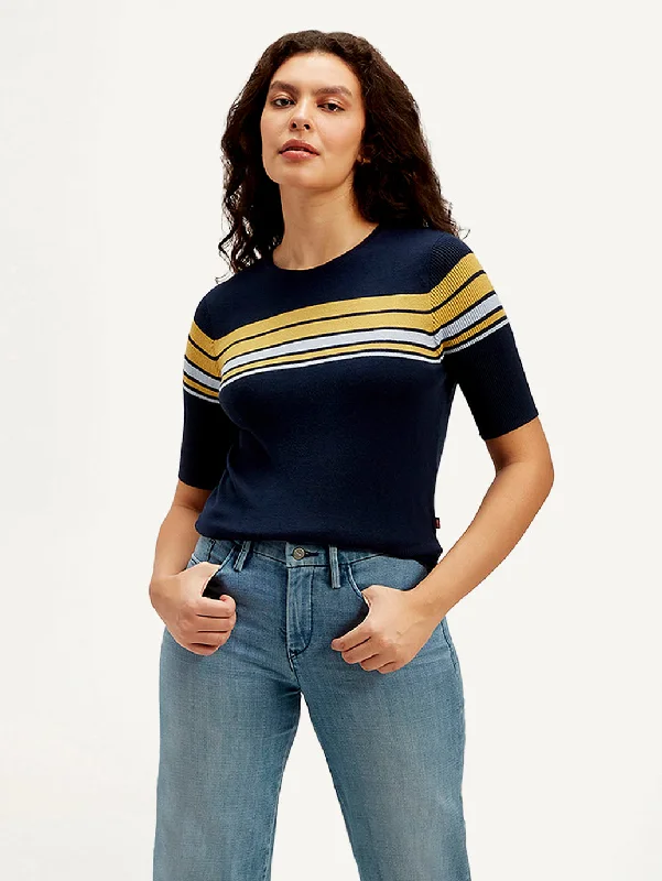 Personalized Wear Slightly Flared Design Women's Striped Slim Fit T-shirt
