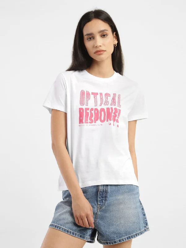Classic Color Comfortable Design Women's Printed Crew Neck T-shirt