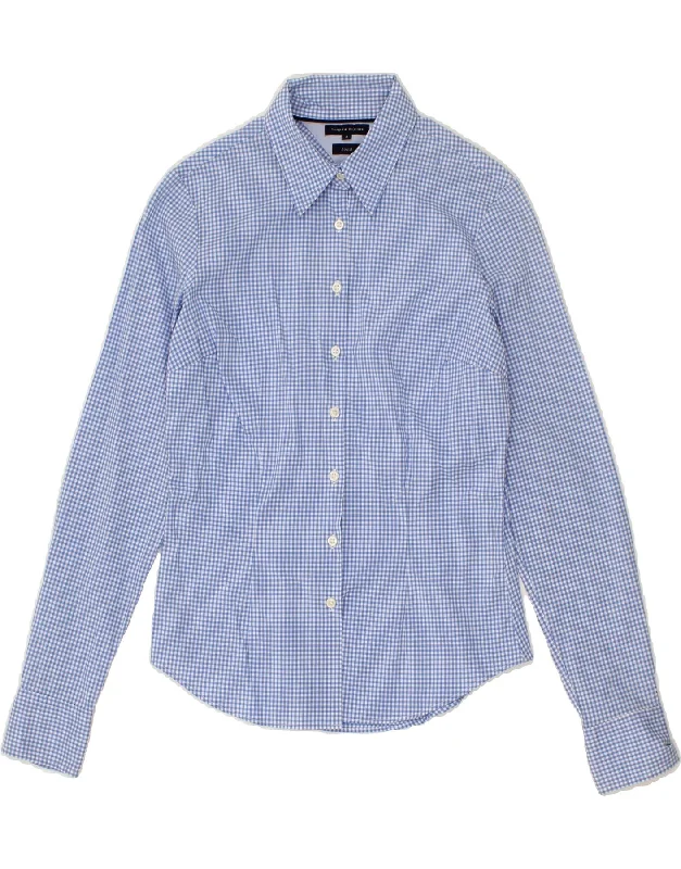 Hip-hop Style TOMMY HILFIGER Womens Shirt US 4 Small Blue Gingham Cotton