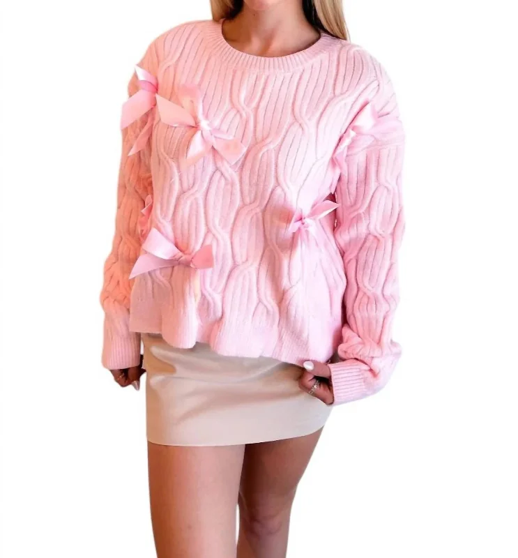 Unique prints All Over Bow Sweater In Pink