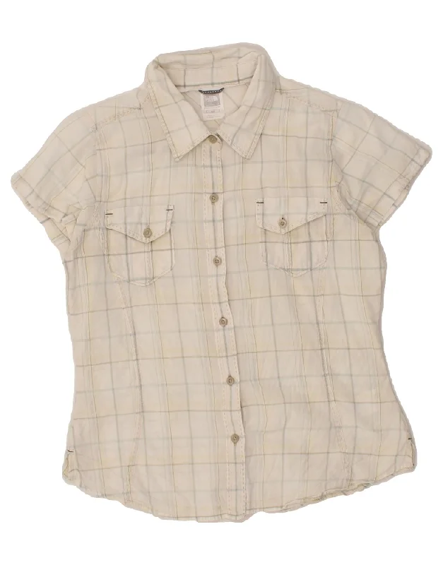 Spring Fashion Simple Matching THE NORTH FACE Womens Shirt UK 12 Medium White Check