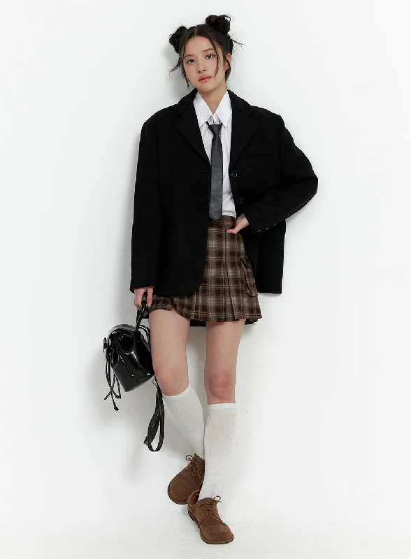 Integrated Design Modern Tailoring Wool Blend Oversized Blazer ON404