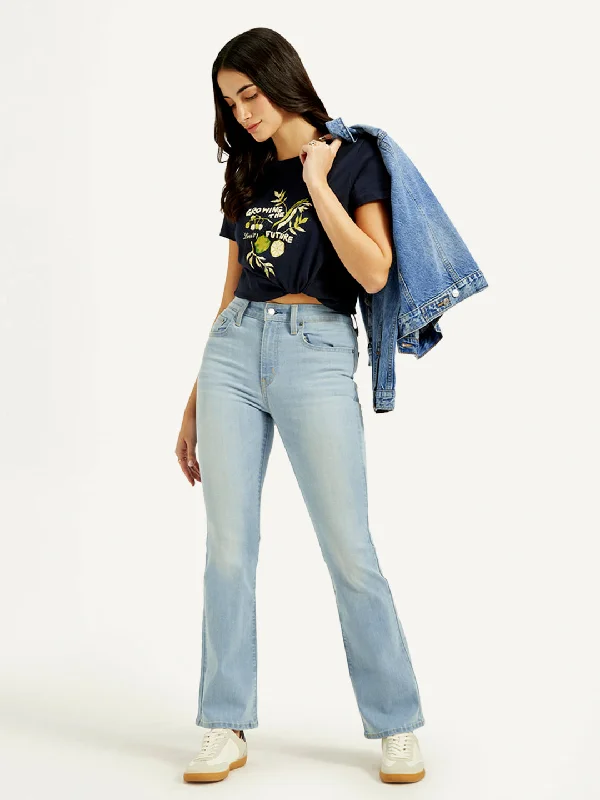 Spring Fashion Comfortable And Cold-proof Women's High Rise 725 Slim Bootcut Fit Blue Jeans