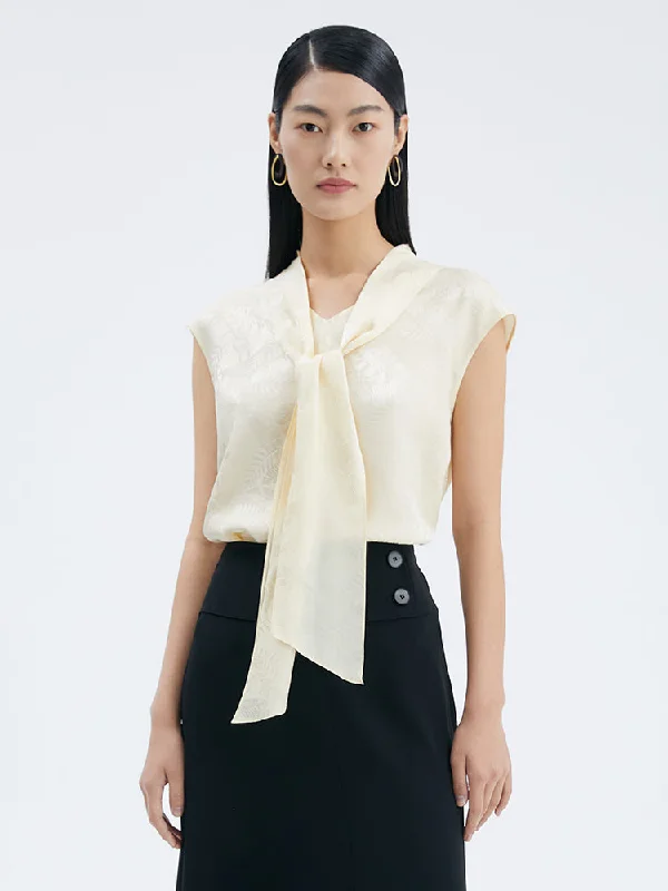 Fashion Must-have Thin Design 16 Momme Silk Jacquard Woven Women Blouse