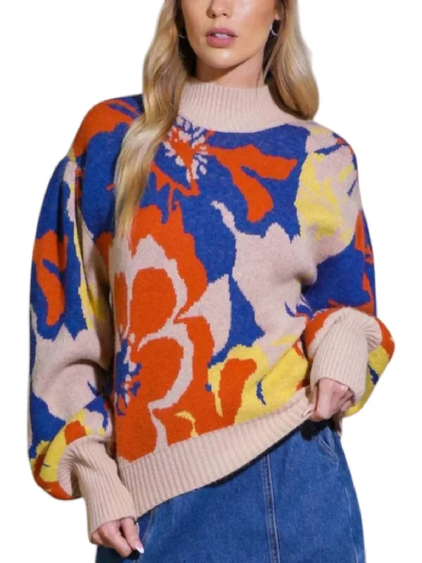 Fresh And Capable High-quality Fabrics Frankie Floral Sweater In Multi Color