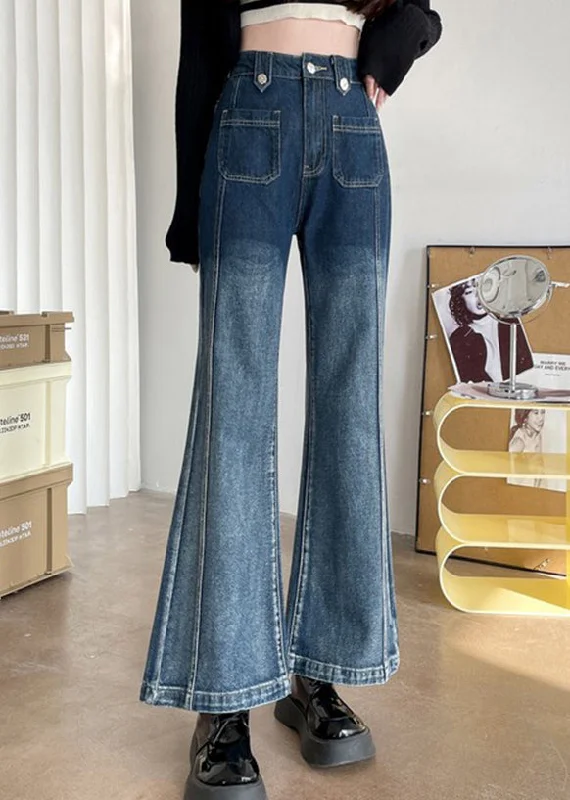 Minimal Classic Classic And Versatile American Style Blue High Waist Pockets Denim Flare Bottoms Summer Minimal Classic Classic And Versatile American Style Blue High Waist Pockets Denim Flare Bottoms Summer