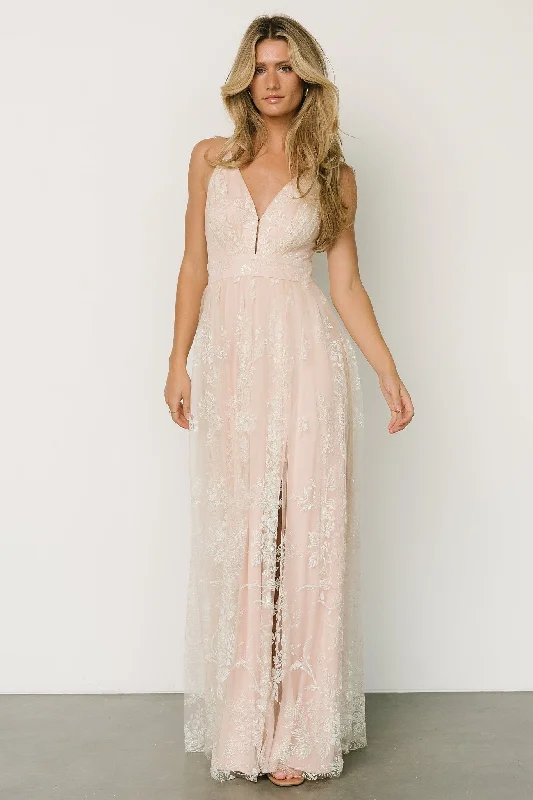 Noble And Elegant Lucienne Shimmer Maxi Gown | Ivory