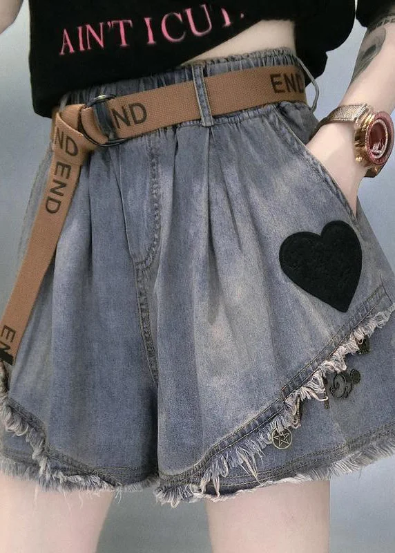 Age-reducing Style Relaxed And Casual Loose Light Blue Pockets Elastic Waist Denim Shorts Summer Age-reducing Style Relaxed And Casual Loose Light Blue Pockets Elastic Waist Denim Shorts Summer