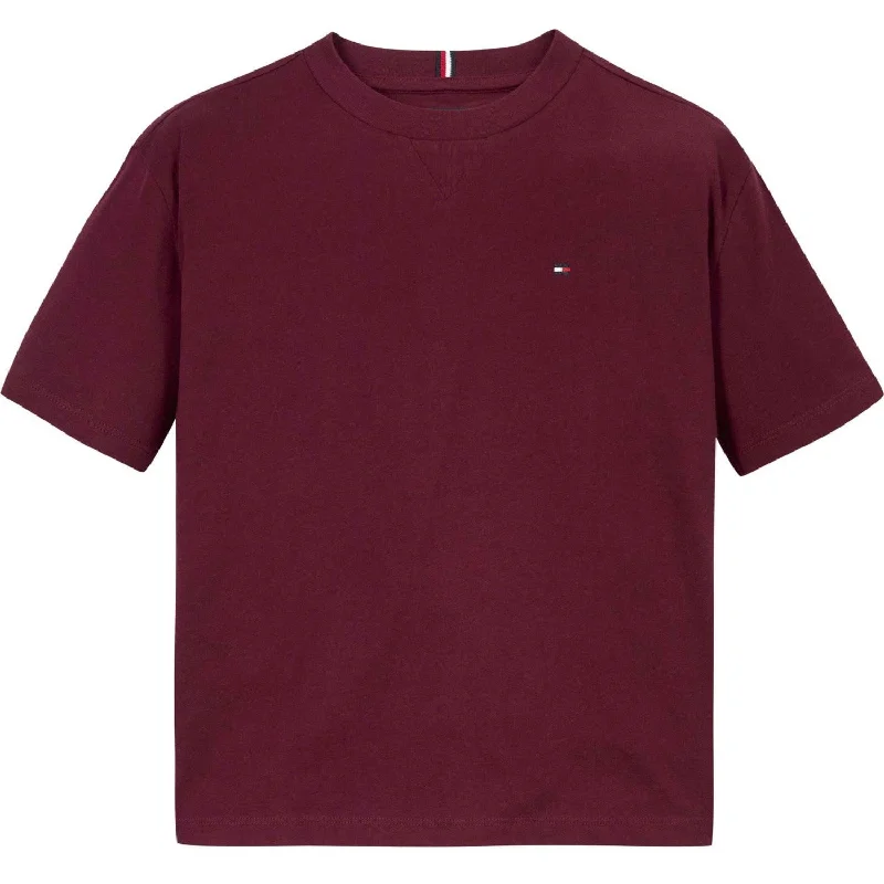 Soft And Comfortable Warm Atmosphere Tommy Hilfiger Deep Rouge Essential T-Shirt