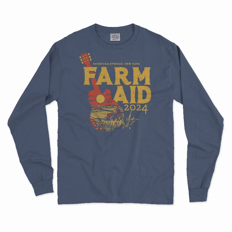 End Of The Year New Products Farm Aid 2024 Tilted Guitar Long Sleeve Shirt – Vintage Navy End Of The Year New Products Farm Aid 2024 Tilted Guitar Long Sleeve Shirt – Vintage Navy
