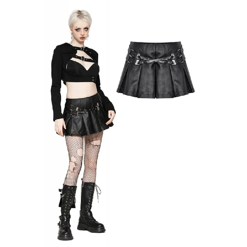 Multifunctional Style Bottom And Versatile Women's Punk Buckle-up Eyelets Short Skirt Multifunctional Style Bottom And Versatile Women's Punk Buckle-up Eyelets Short Skirt