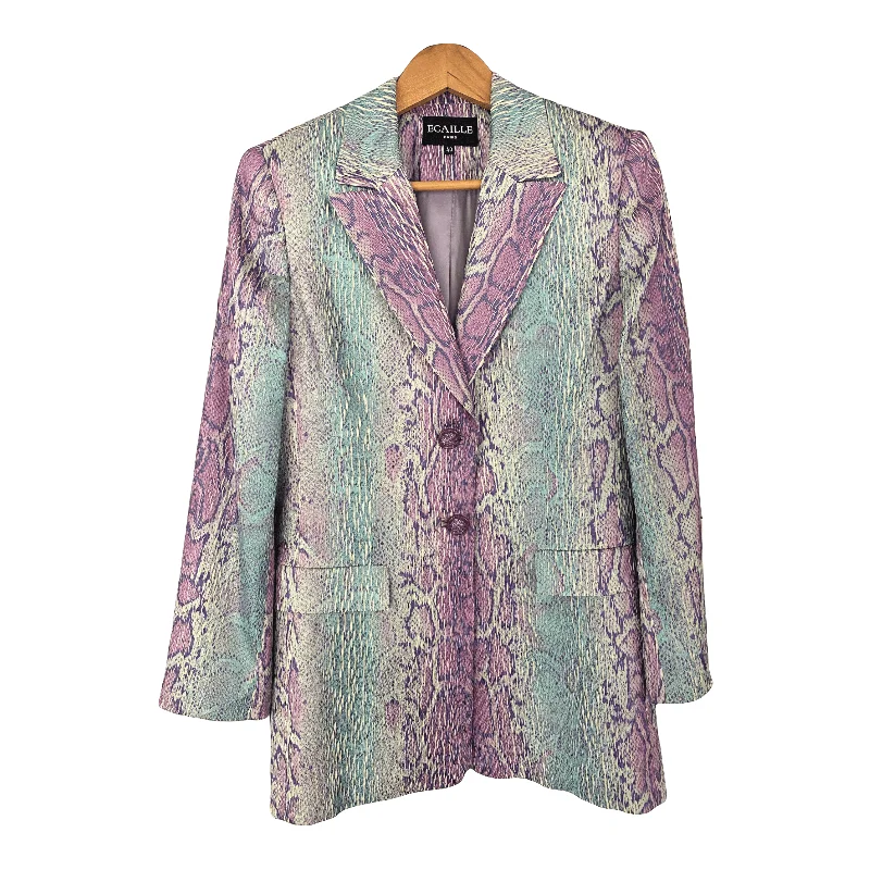 Personalized Design Carefree Style Ecaille Paris Pink and Green Snakeskin Pattern Jacket Size 40 UK Size 10