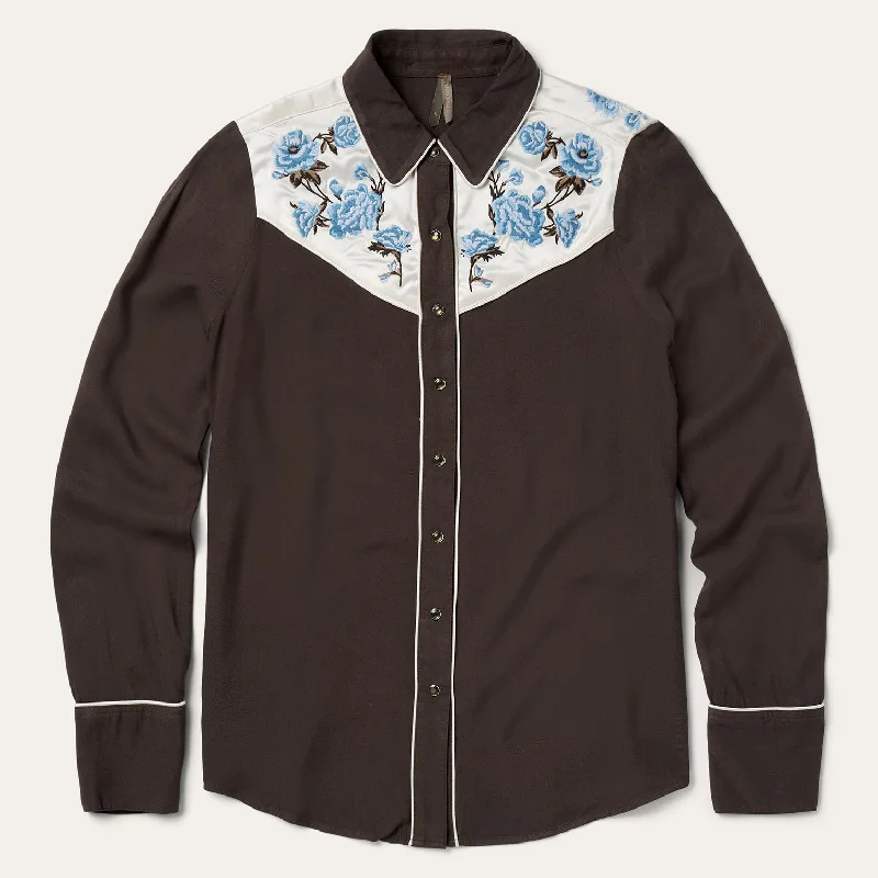 Cute Design Simple Matching Embroidered Western Shirt