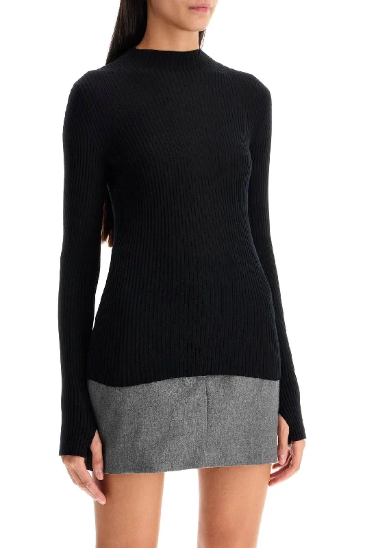 Noble And Elegant Celebrity Style Mrz Ribbed Wool Top With A High