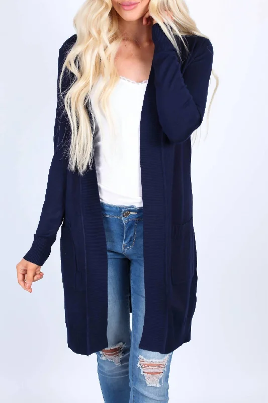 Cute Design Romantic And Fresh Boyfriend Cardigan In Navy