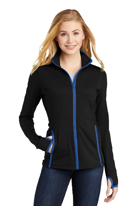 Personalized Clothing British Fashion Sport-Tek Womens Sport-Wick Moisture Wicking Full Zip Jacket - Black/True Royal Blue