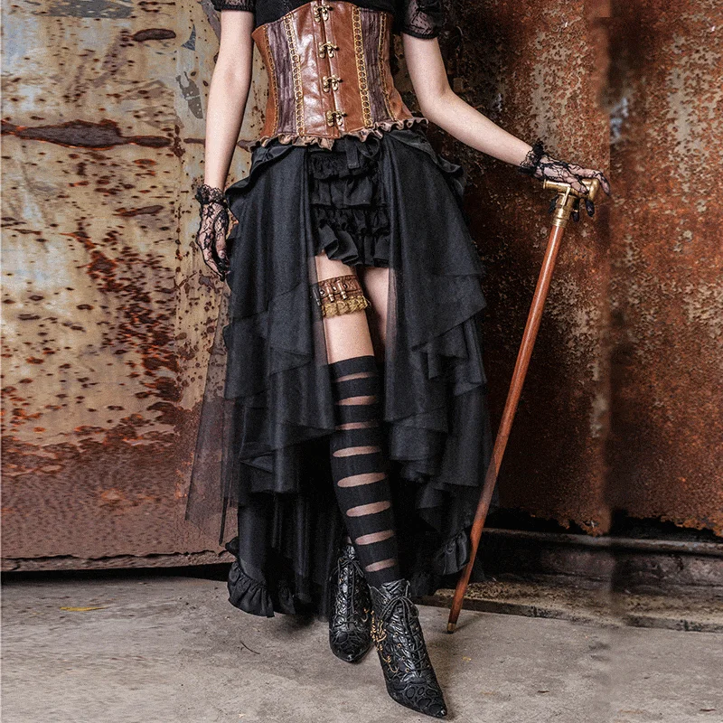 Artistic Temperament Free And Casual Women's Front Open Multilayered Skirt