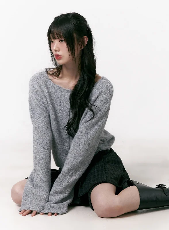 New Autumn And Winter Styles Casual And Comfortable Boat-Neck Buttoned Knit Cardigan CJ501