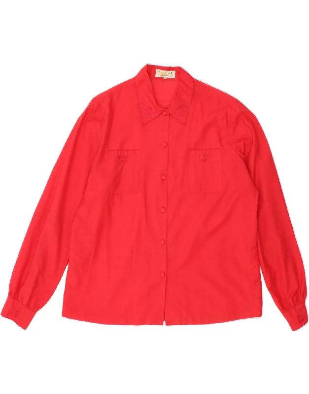 Elegant Wear Fashionable Items VINTAGE Womens Shirt Blouse EU 38 Medium Red Floral Cotton Elegant Wear Fashionable Items VINTAGE Womens Shirt Blouse EU 38 Medium Red Floral Cotton