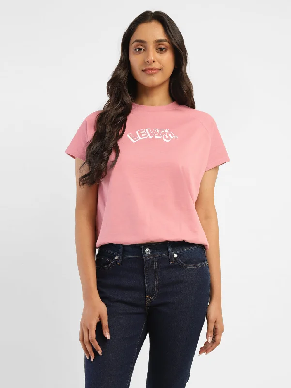 Comfortable Series Trendy And Casual Women's Brand Logo Crew Neck T-Shirt