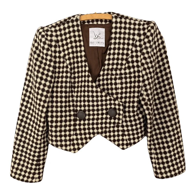 Unique Prints Thin Design Max Librati Bolero Jacket Wool Alpaca Mix Brown and Cream UK Size 14
