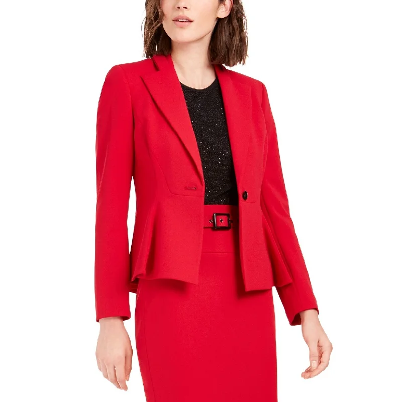 Personalized Series Street Charm Bar III Women's Crepe Peplum Blazer Bright Red Size 8 Personalized Series Street Charm Bar III Women's Crepe Peplum Blazer Bright Red Size 8
