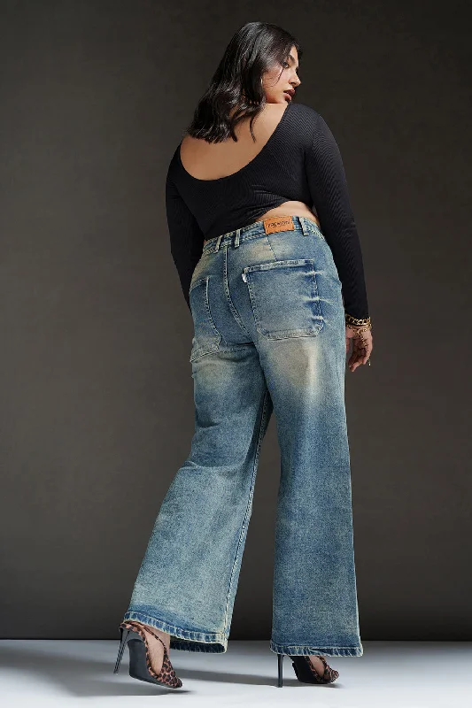 Exquisite Craftsmanship Celebrity Must-have Vintage Bay Curve Retro Flare Stretch Jeans