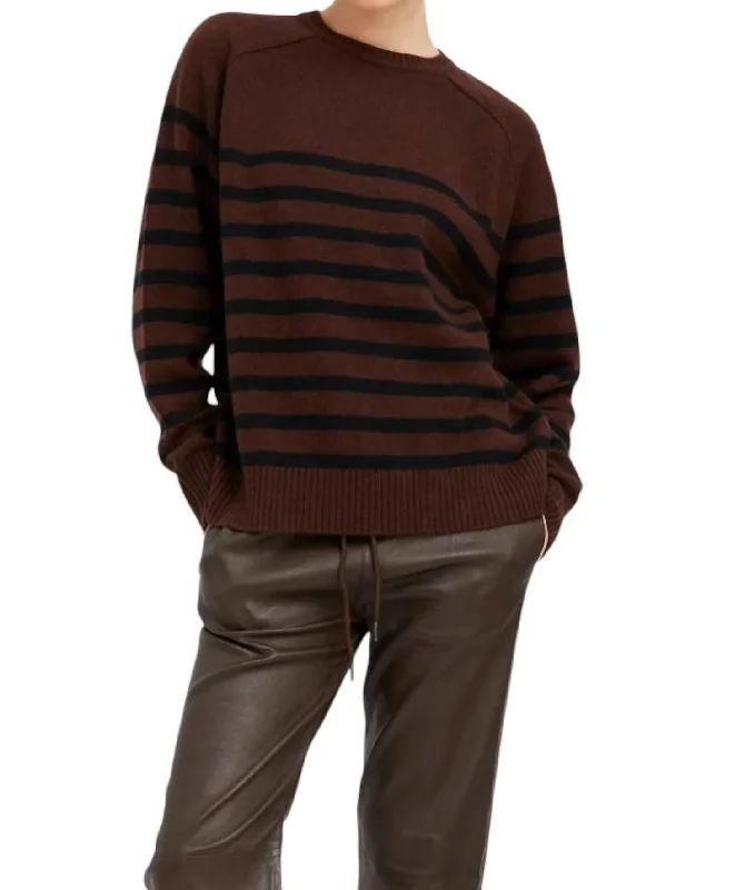 Street Vertical And Horizontal Design Classic Crewneck Sweater In Americano Striped