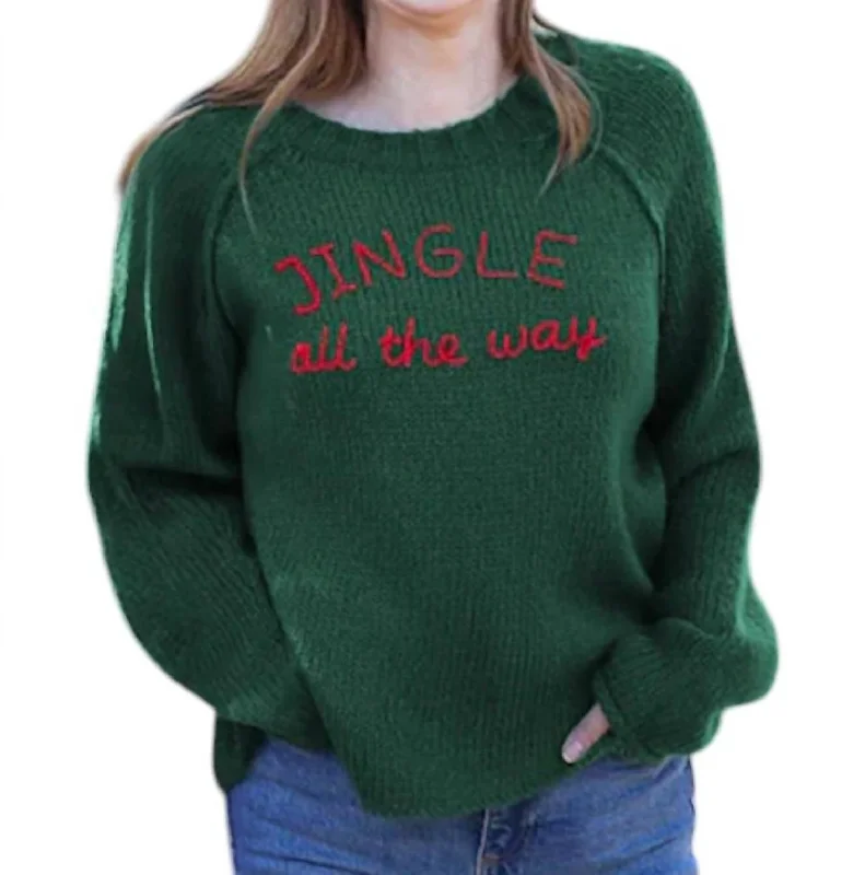 Sports Comfort Style Jingle Raglan Sweater In Kale Green