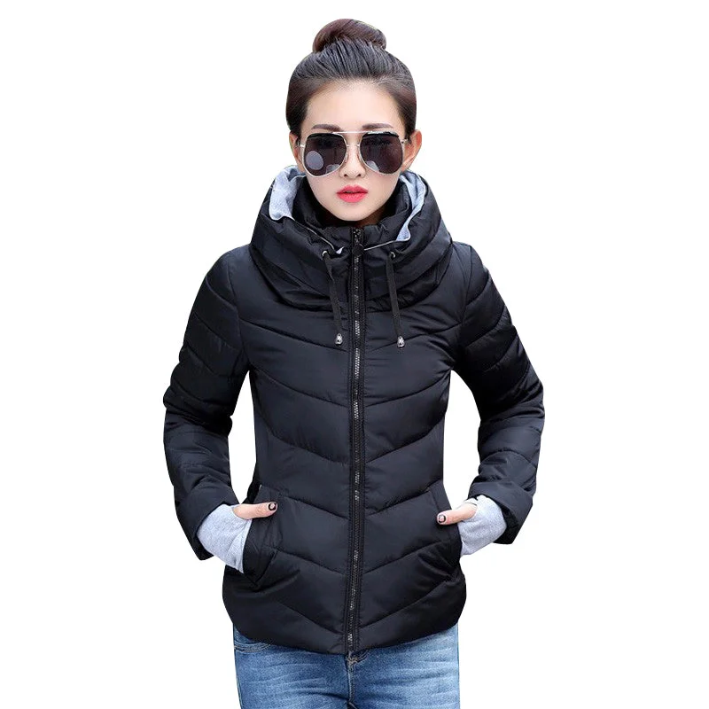 Short skirt design 2019 Winter Jacket women Plus Size Womens Parkas Thicken Outerwear solid hooded Coats Short Female Slim Cotton padded basic tops