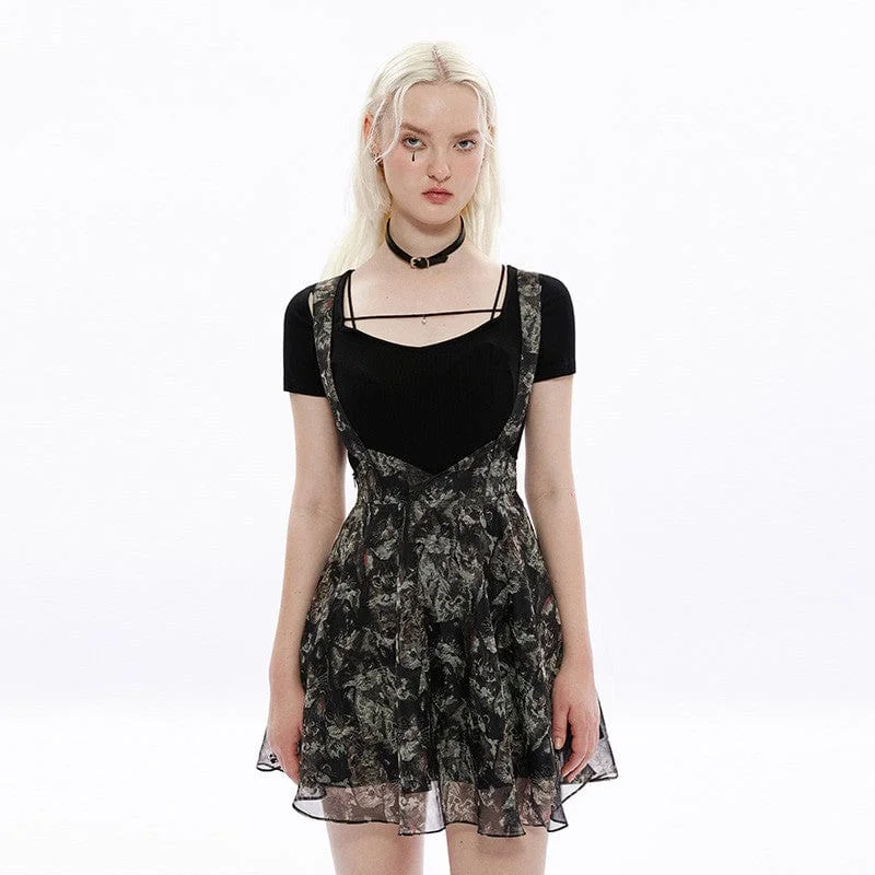 Fashion Must-have Exclusive Customization Women's Grunge Cat Printed Chiffon Suspender Skirt Slip Dress Fashion Must-have Exclusive Customization Women's Grunge Cat Printed Chiffon Suspender Skirt Slip Dress