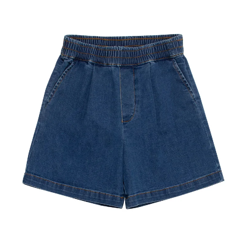 Sports Jumpsuit Day Shorts in Indigo Mid Denim by Wynken - Last One In Stock - 12 Years