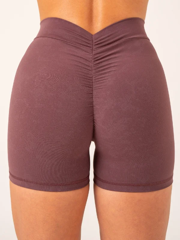 Fashionable And Versatile End Of The Year NKD Stonewash V Scrunch Shorts - Chocolate Stonewash