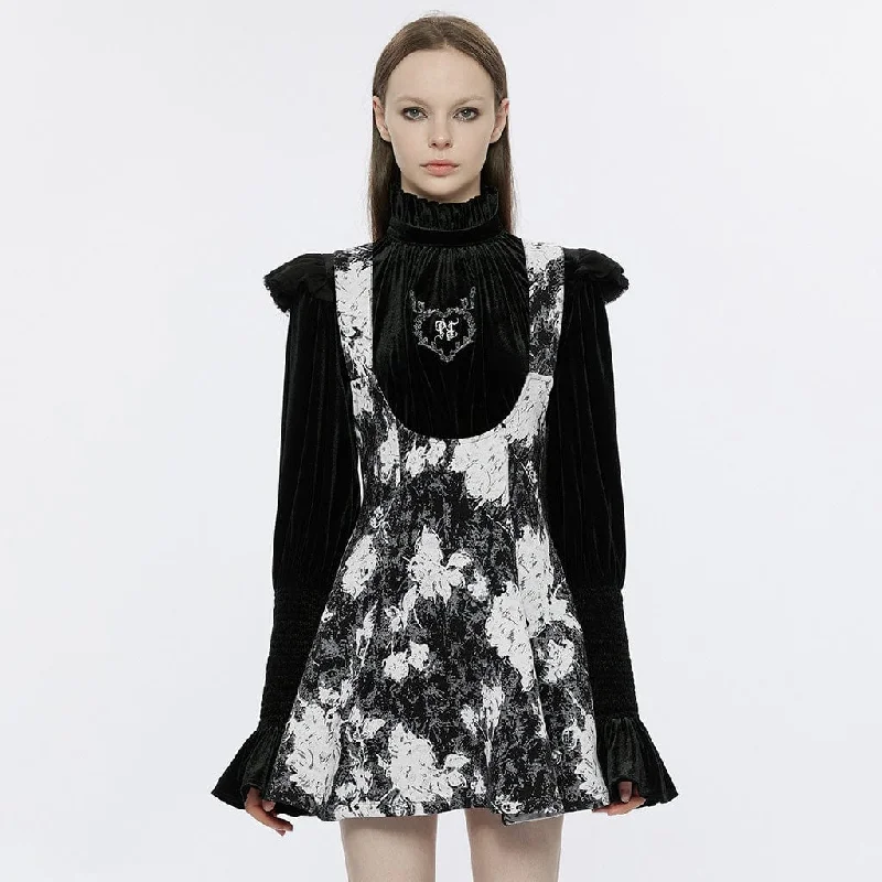 Youthful Street Fashion Modern City Women's Punk Jacquard Draped Suspender Dress