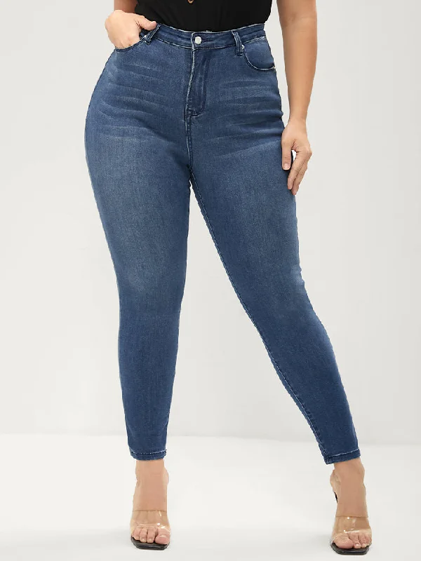 Urban Style Elegant Design Skinny Extremely Stretchy High Rise Medium Wash Sculpt Waist Jeans