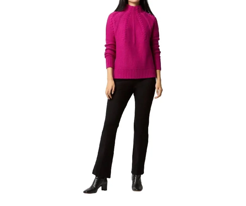 Mid-length Style Elsey Funnel-Neck Sweater In Magenta