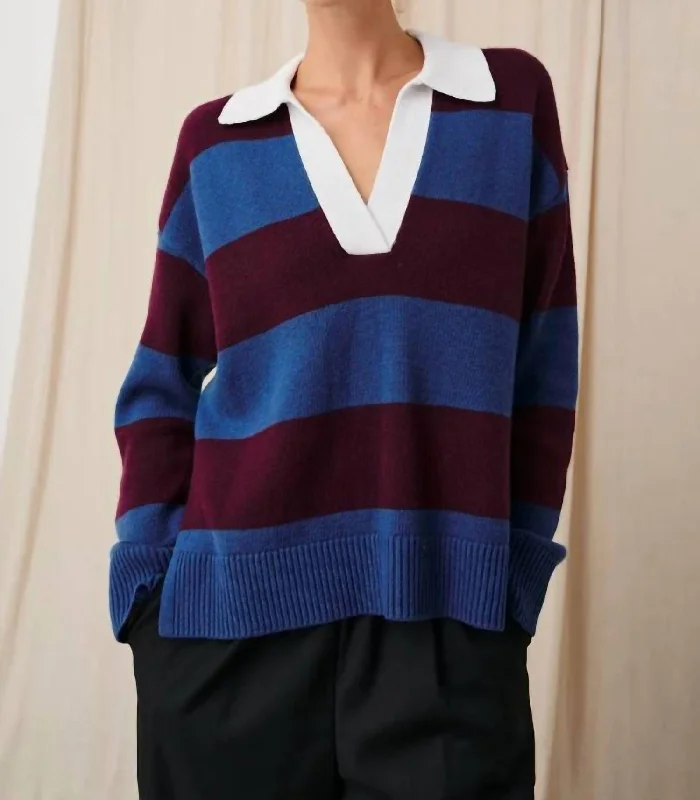 Floral Prints Harris Sweater In Rugby Stripe