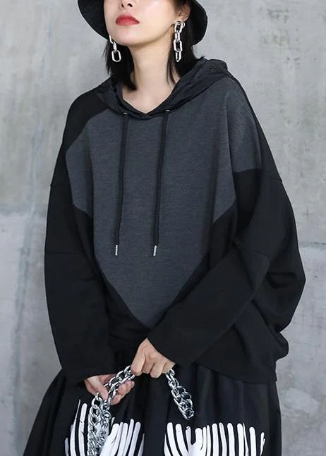 Classic Color Comfortable Design Italian black asymmetric outfit hooded patchwork Midi tops Classic Color Comfortable Design Italian black asymmetric outfit hooded patchwork Midi tops