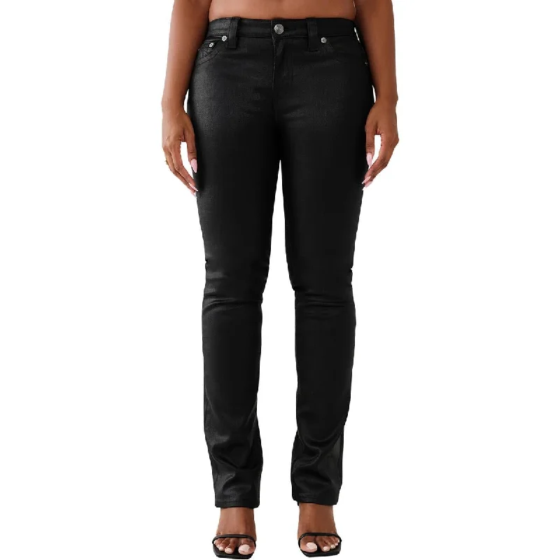 Exquisite Embroidery Simple Style True Religion Womens High Rise Coated Straight Leg Jeans Exquisite Embroidery Simple Style True Religion Womens High Rise Coated Straight Leg Jeans