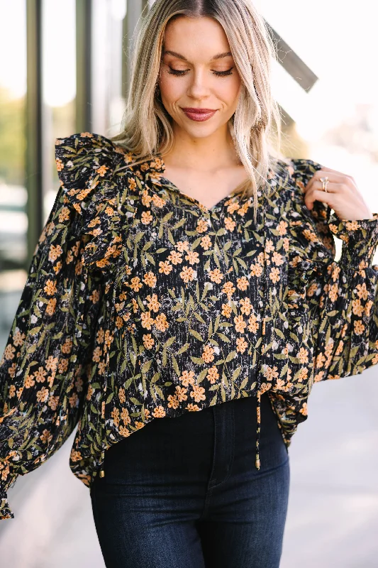 Fashionable and versatile Need You More Black Floral Blouse