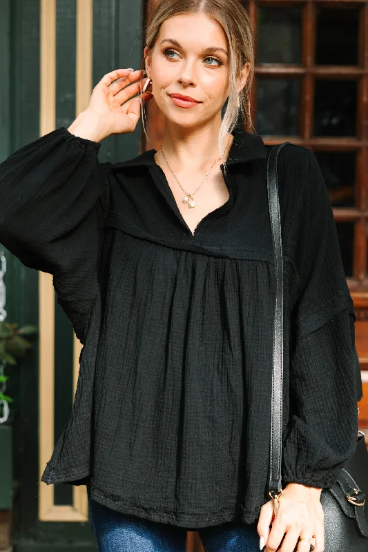 Street Fashion Love Life Black Babydoll Top