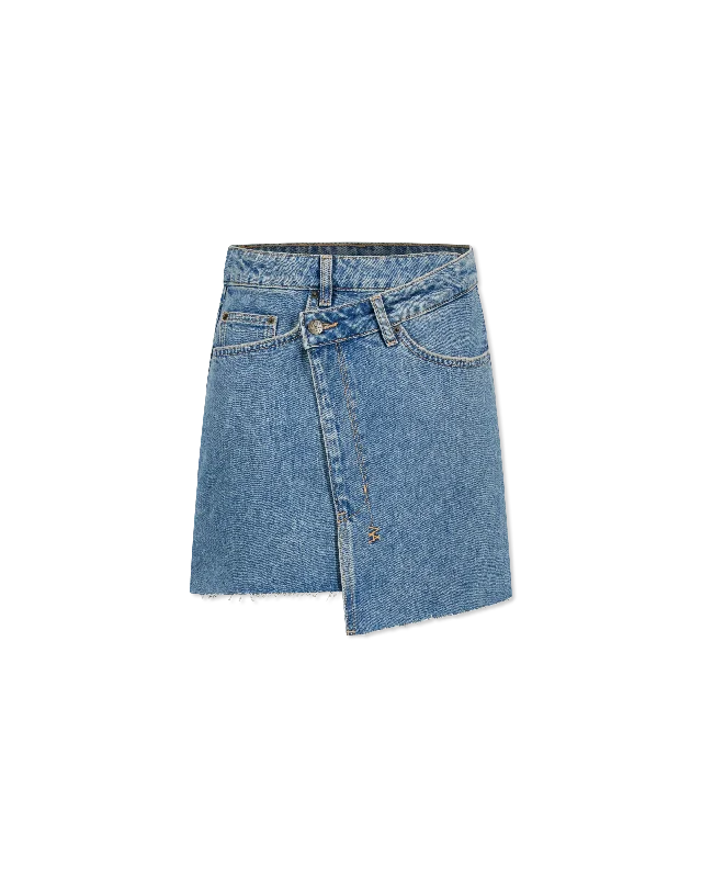 Luxury Style Celebrity Style Ksubi Rap Denim Asymmetrical Mini Skirt