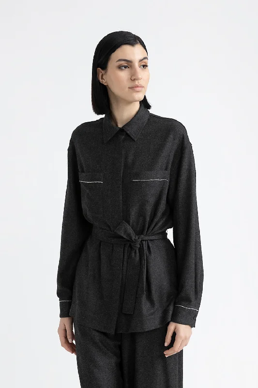 Elegant Design Romantic And Fresh Wool and viscose flannel shirt