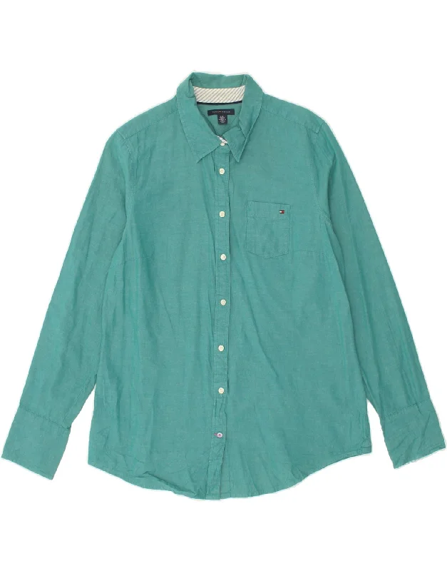 Warm Atmosphere Simple Matching TOMMY HILFIGER Womens Shirt UK 16 Large Green