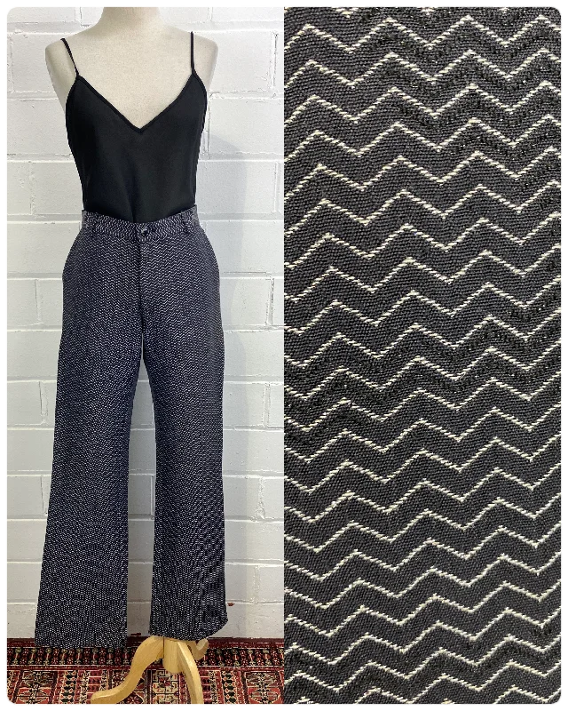 British Style Lazy Home Vintage Y2K Metallic Chevron Mid-Rise Flare Pants, W31"