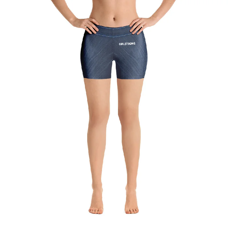 Must-have For Autumn And Winter Lively And Youthful ELEVATED ESSENTIALS, SLIM AND SCULPT SHORTS DENIM BLUE