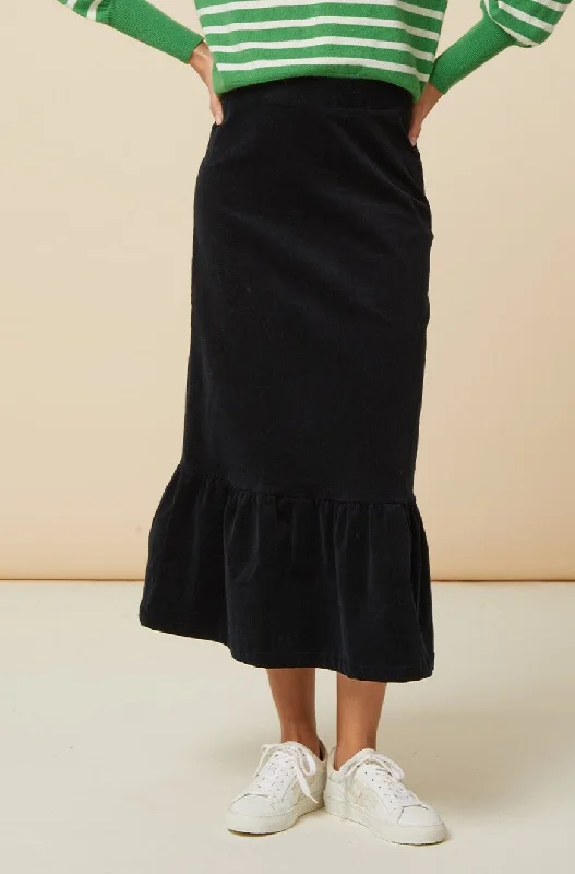Exquisite Tailoring Exclusive Customization Lori Stretch Corduroy Skirt | Black
