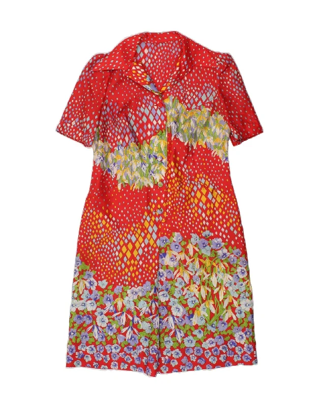 New Autumn And Winter Styles Warm And Comfortable VINTAGE Womens Shirt Dress UK 14 Medium Red Floral Polyester New Autumn And Winter Styles Warm And Comfortable VINTAGE Womens Shirt Dress UK 14 Medium Red Floral Polyester