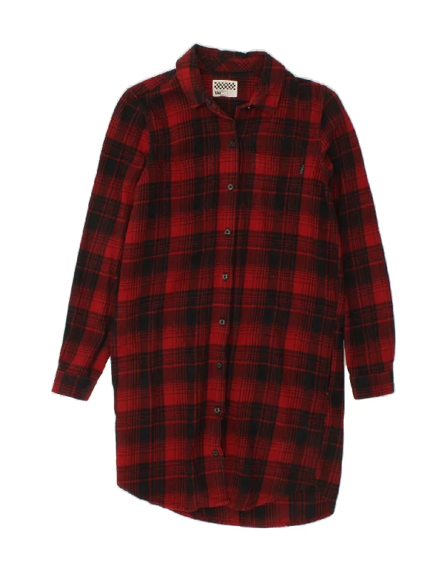 Literary Style VANS Womens Shirt Dress UK 6 XS Red Check Cotton